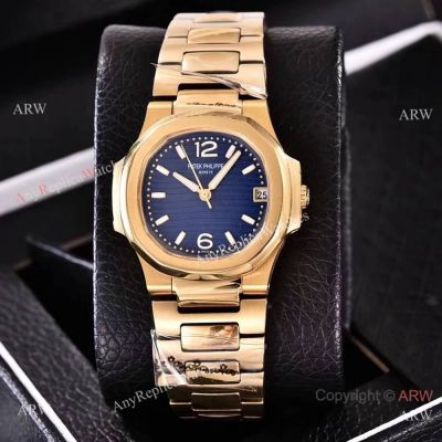 Copy PatekPhilippe Nautilus Women watch All Gold Blue - Swiss Quality